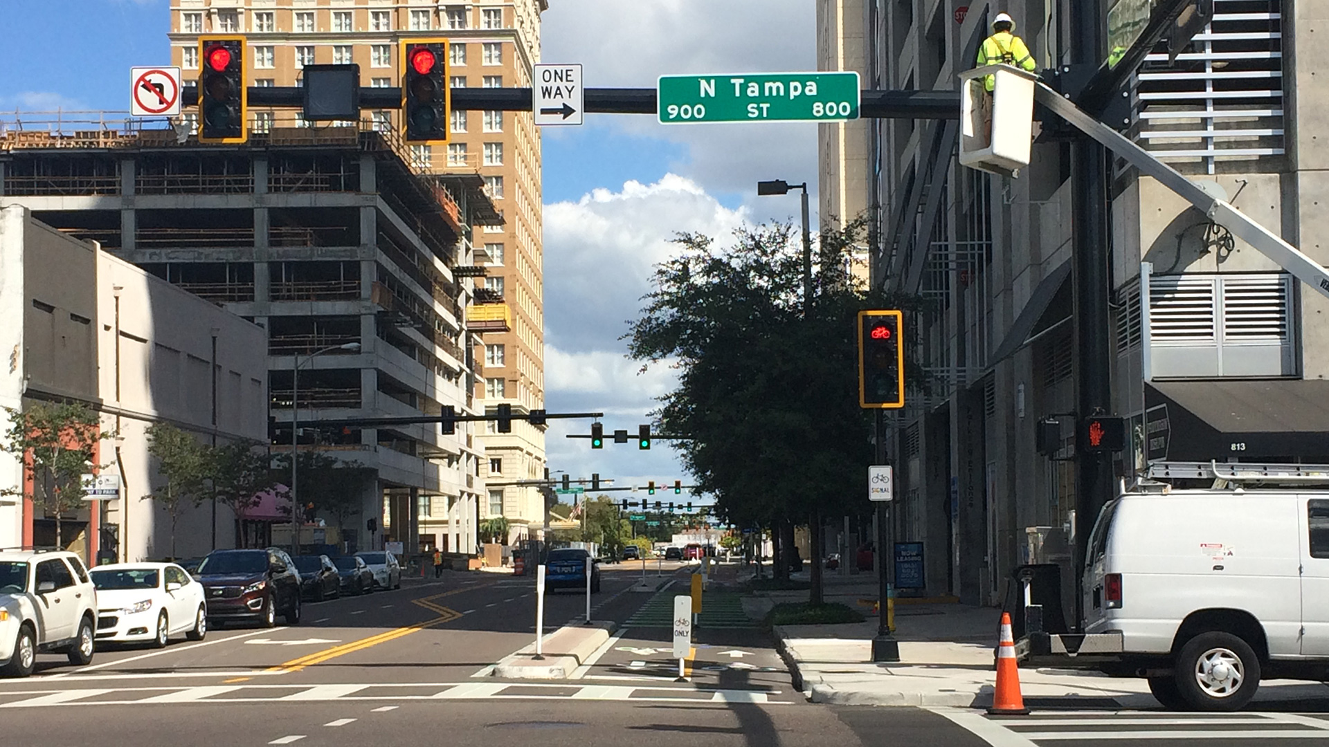 Cass Street Protected Bike Lane in Tampa, Florida