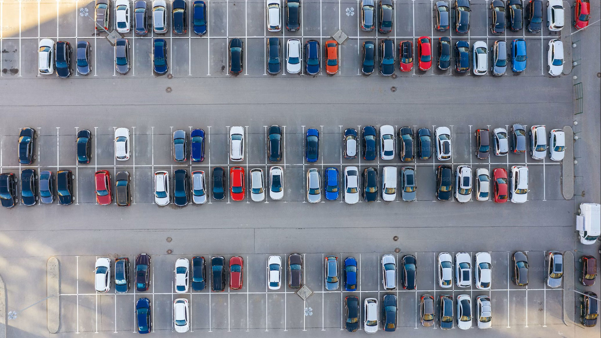 Aerial view of parking lot