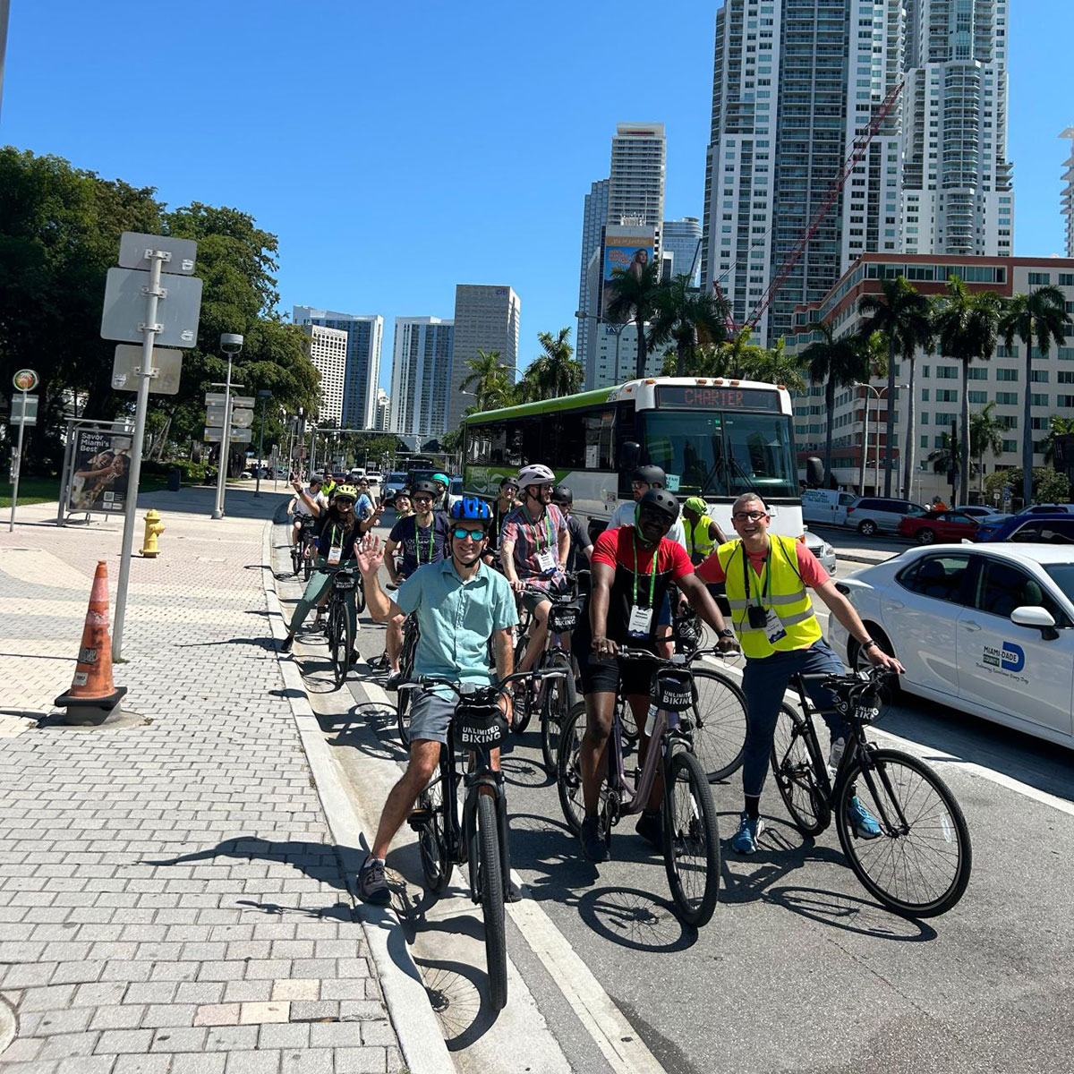 Group photo of biking tour at NACTO 2024 Designing Cities Conference