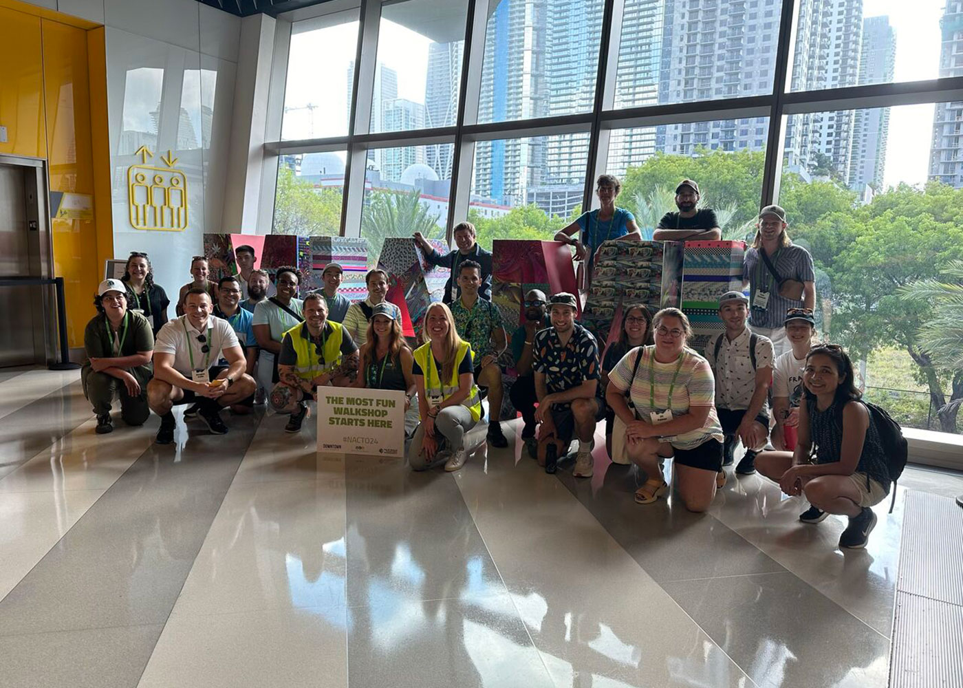 Group photo of walking tour at NACTO 2024 Designing Cities Conference