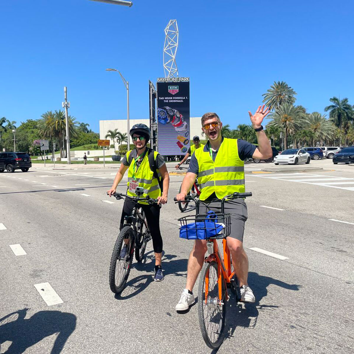 Two people on bikes at NACTO 2024 Designing Cities Conference