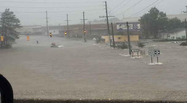 Street view of Cape Fear River flooding