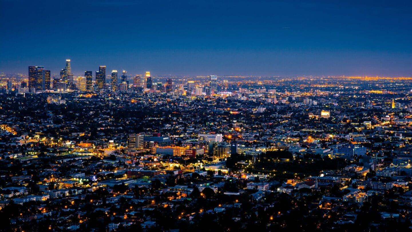 Skyline of LA at night