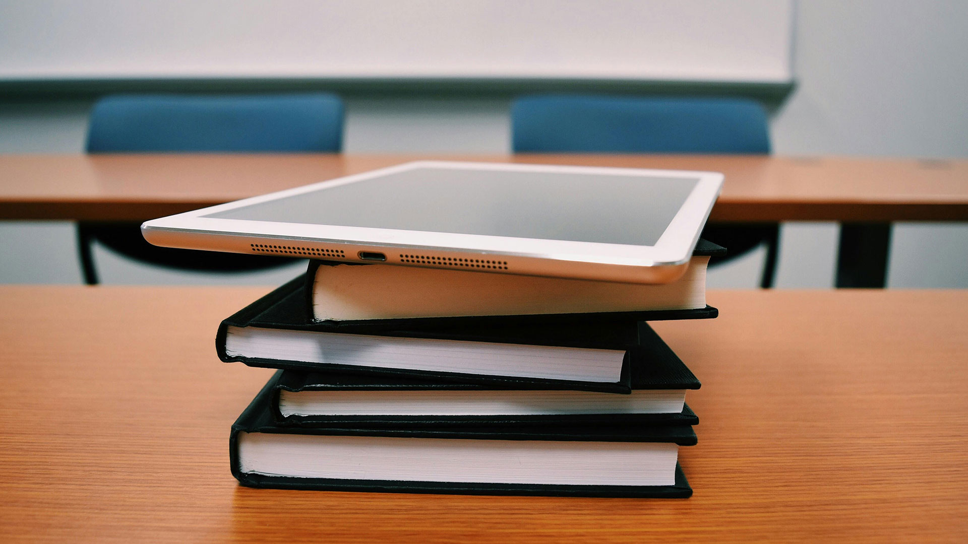 Stack of books on a table